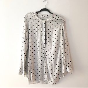 Black &White Polka Dot Tunic Blouse